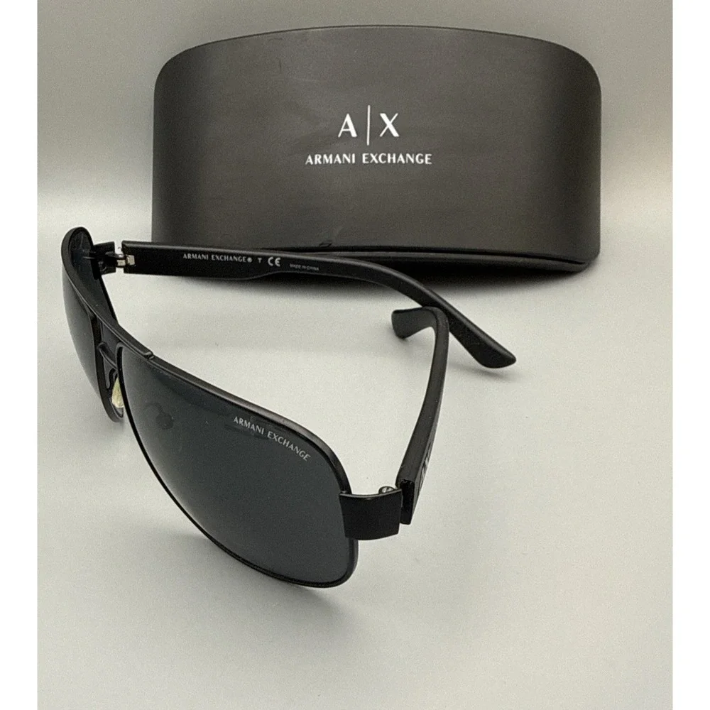 Armani Exchange AC 2012S Rectangular Metal Men's Sunglasses-Satin Black-w/case